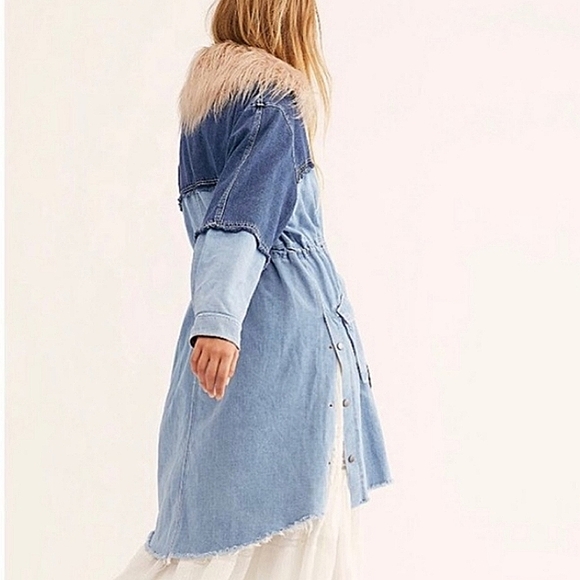 NWT🦋 Free People Days To Come Parka Fur Denim Button Jacket Coat, Small - Picture 8 of 11